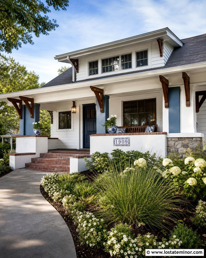 White Bungalow With Ceramic House Number Tiles - 30 White House Design With House Numbers Ideas