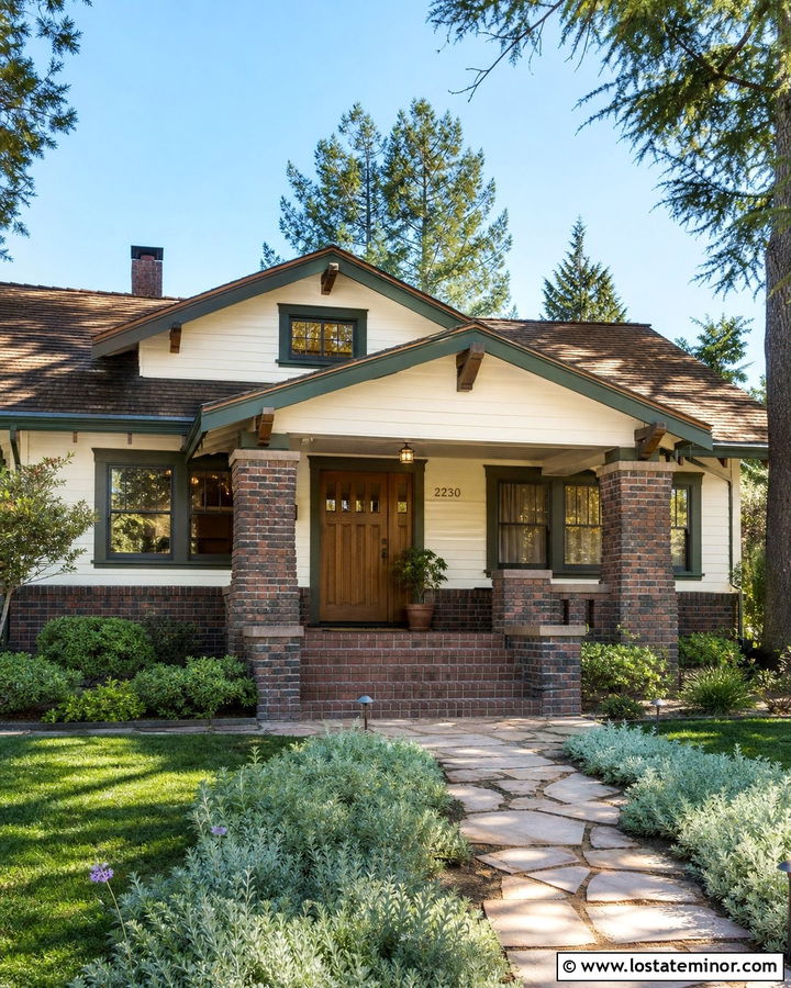 White Bungalow With Clinker Brick Wainscoting - 30 White House Design With Wainscoting Ideas