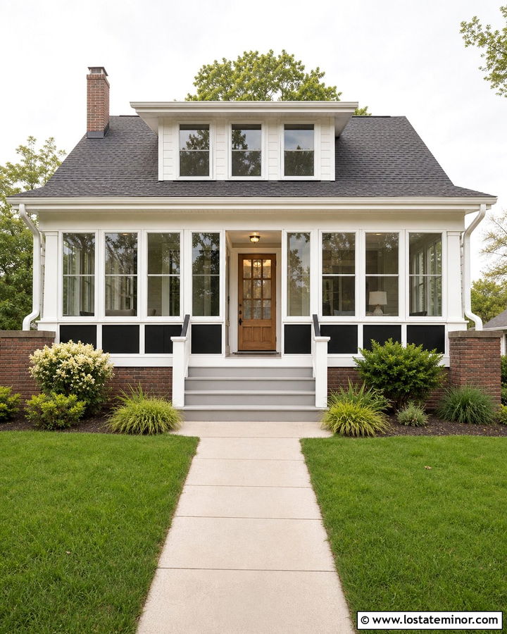 White Bungalow With Front Sunroom - 30 White House Design With Sunroom Ideas