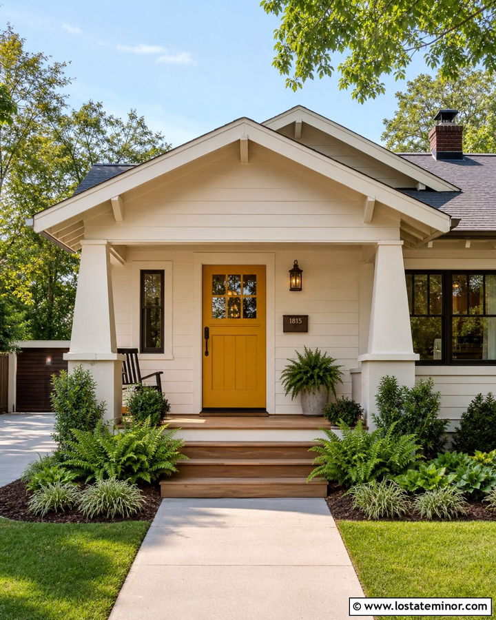 White Bungalow With Yellow Dutch Door - 30 White House Design With Dutch Door Ideas