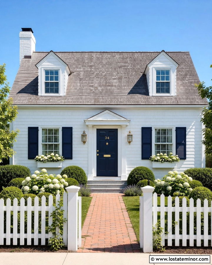 White Cape Cod House With Brass Door Numbers - 30 White House Design With House Numbers Ideas
