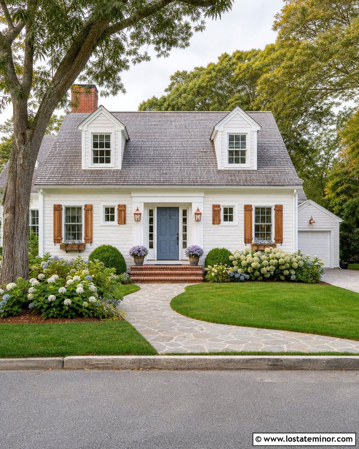 White Cape Cod House With Copper Lanterns - 30 White House Design With Light Fixtures Ideas