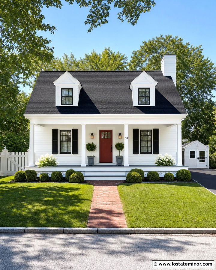 White Cape Cod House With Front Porch - 30 White House Design With Front Porch Ideas