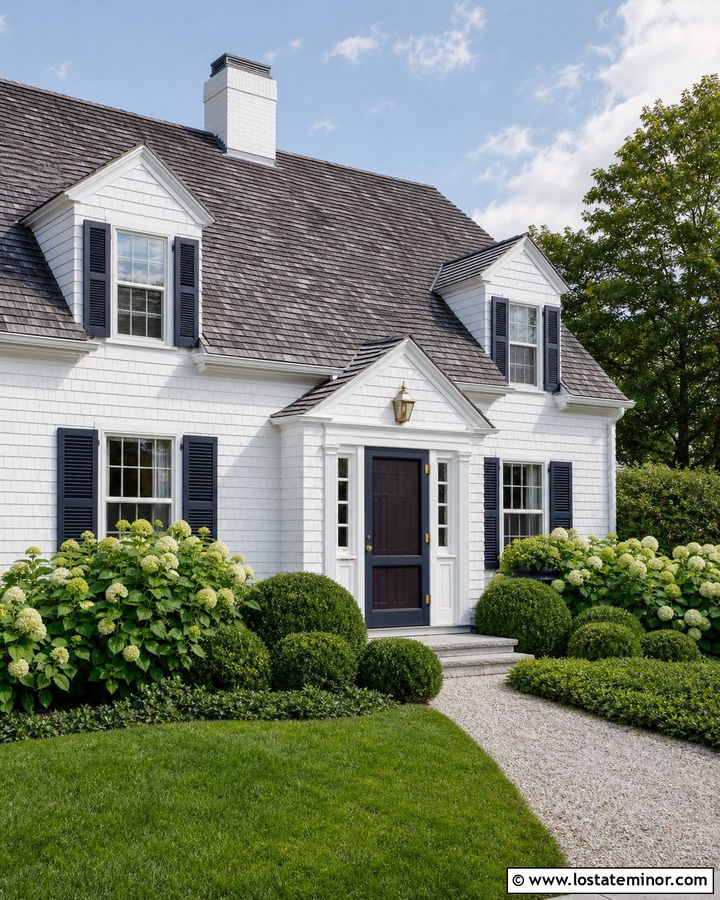 White Cape Cod With Navy Screen Door - 30 White House Design With Screen Door Ideas