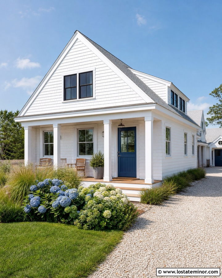 White Coastal House With Blue Dutch Door - 30 White House Design With Dutch Door Ideas