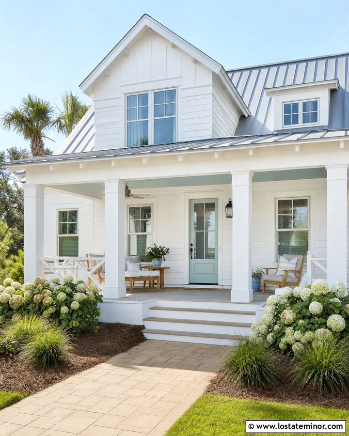 White Coastal House With Porch Columns - 30 White House Design With Porch Columns Ideas