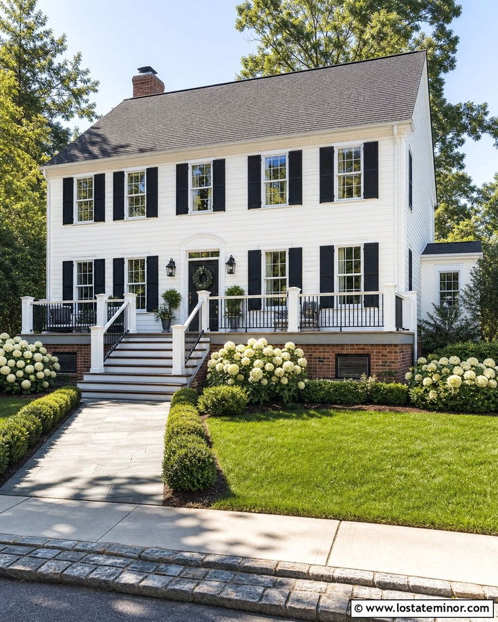 White Colonial House With Raised Deck - 30 White House Design With Deck Ideas
