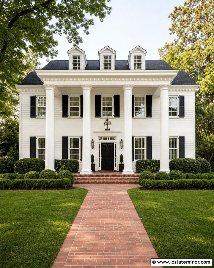 White Colonial House With Round Porch Columns - 30 White House Design With Porch Columns Ideas