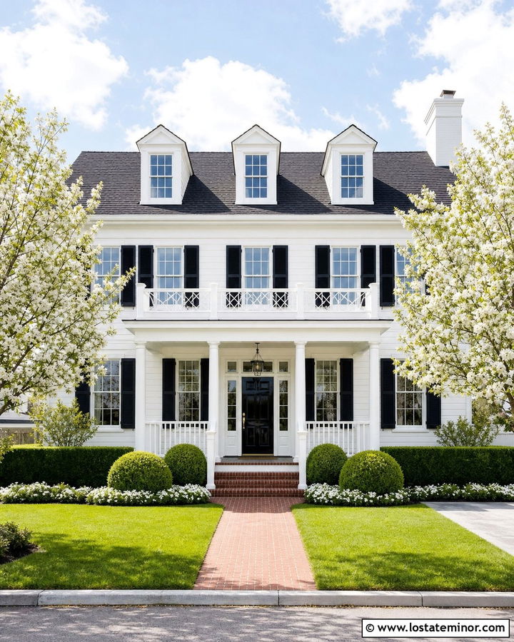 White Colonial House With White Beadboard Ceiling - 30 White House Design With Porch Ceiling Ideas