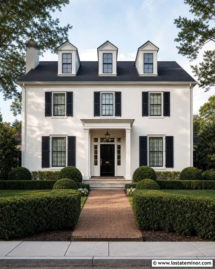 White Colonial With Black Dormers - 30 White House Design With Dormers Ideas