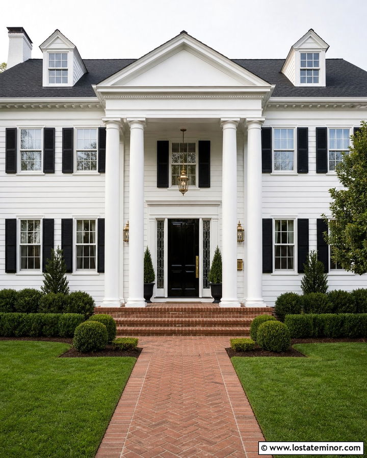 White Colonial With Brass Wall Mailbox - 30 White House Design With Mailbox Ideas