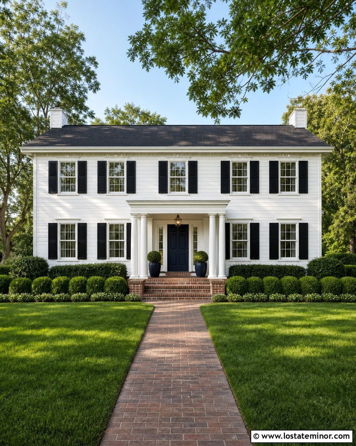 White Colonial With Brick Porch - 30 White House Design With Brick Accents Ideas