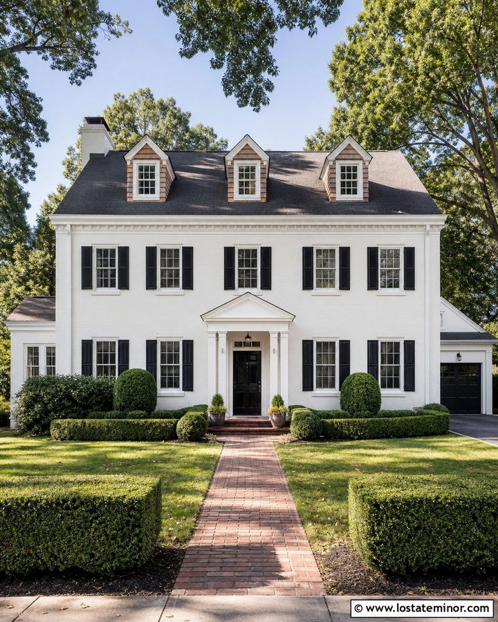 White Colonial With Cedar Shake Dormers - 30 White House Design With Cedar Shake Ideas