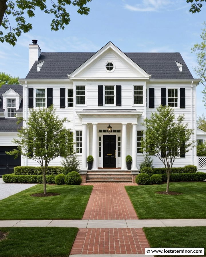 White Colonial With Center Gable - 30 White House Design With Gables Ideas