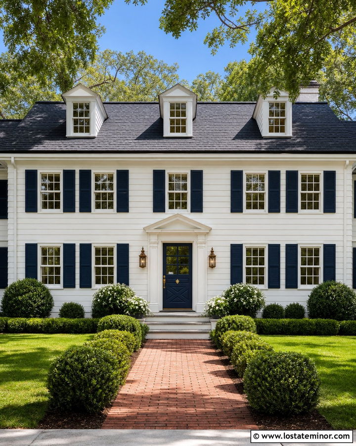 White Colonial With Navy Dutch Door - 30 White House Design With Dutch Door Ideas