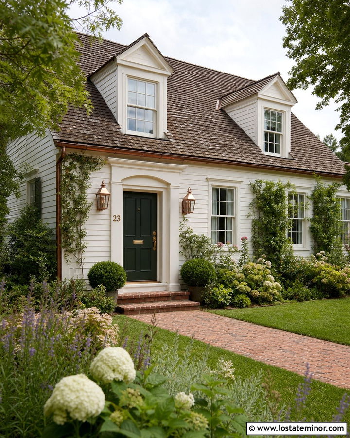 White Cottage House With Copper Numbers - 30 White House Design With House Numbers Ideas