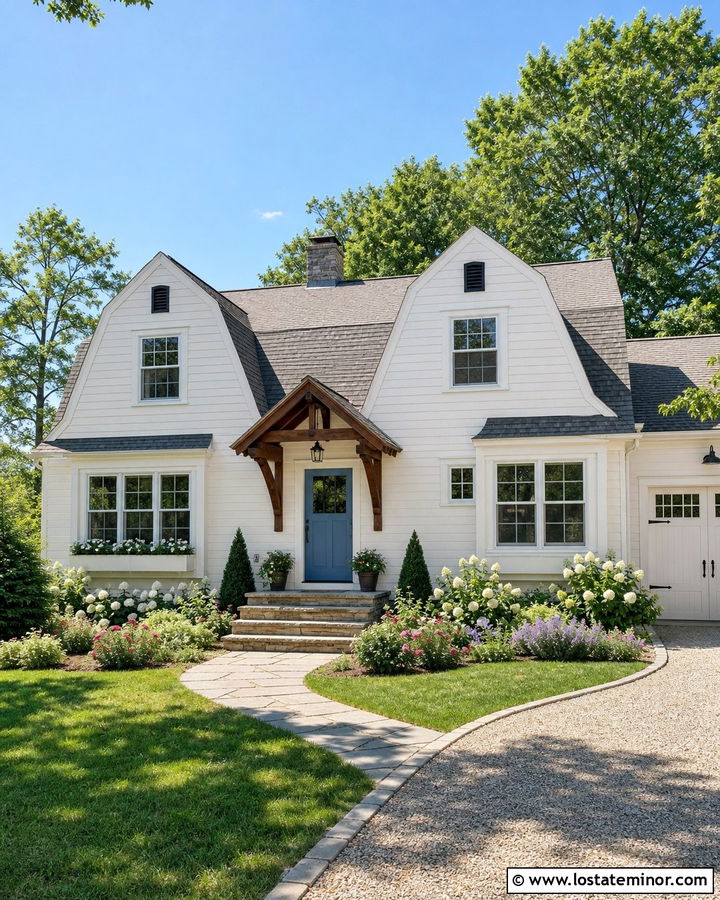 White Cottage With Clipped Gables - 30 White House Design With Gables Ideas