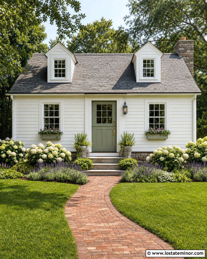 White Cottage With Sage Green Dutch Door - 30 White House Design With Dutch Door Ideas