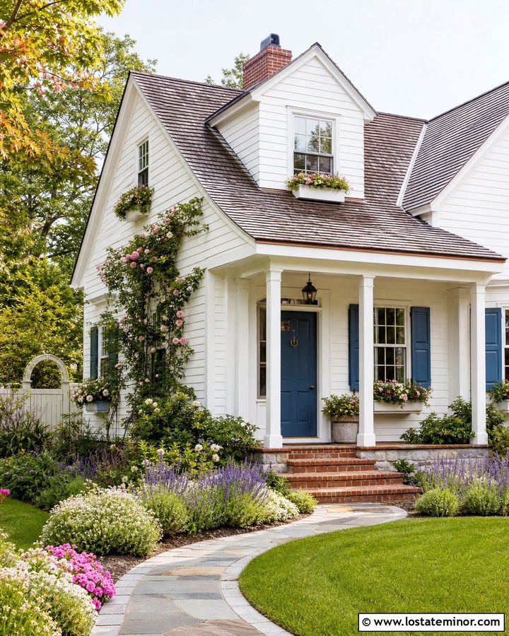 White Cottage With Small Porch Columns - 30 White House Design With Porch Columns Ideas