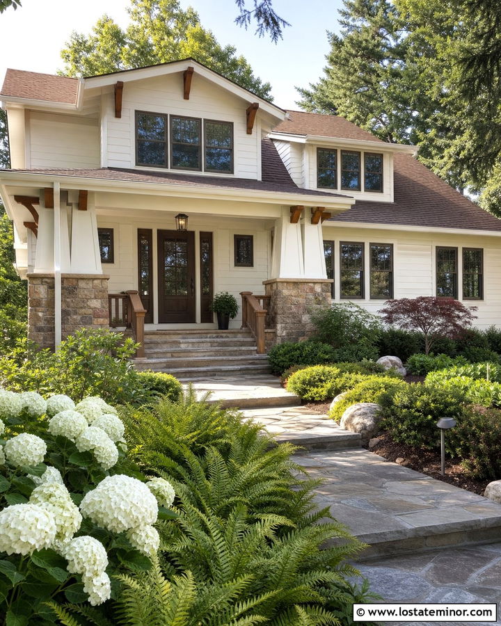 White Craftsman With Bronze Storm Door - 30 White House Design With Storm Door Ideas