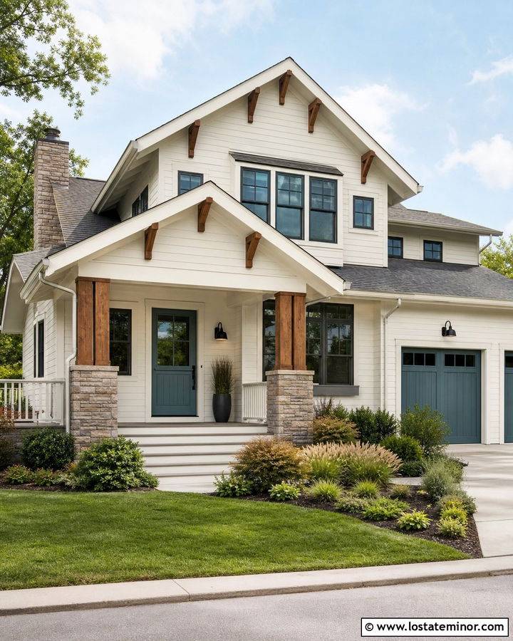 White Craftsman With Teal Dutch Door - 30 White House Design With Dutch Door Ideas