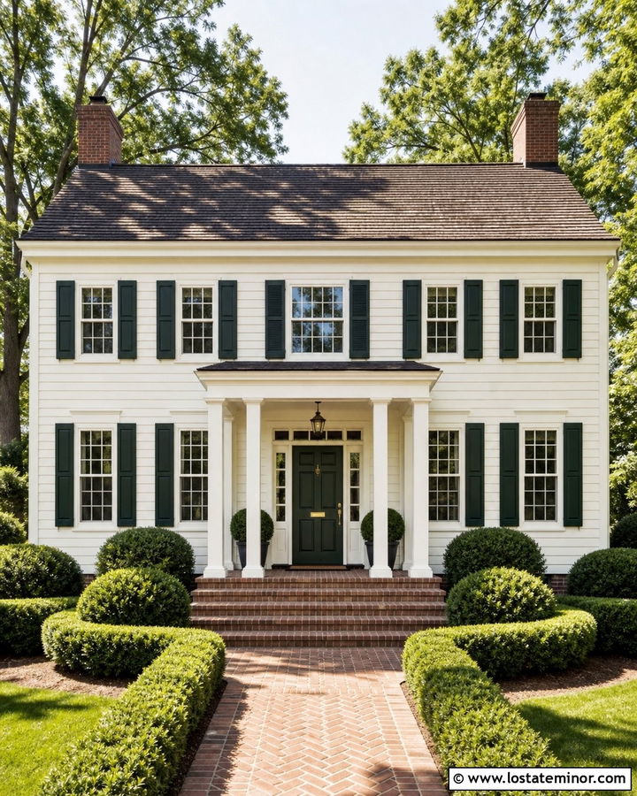 White Dove Colonial With Brick Front Porch - 30 Warm White House Design With Front Porch Ideas