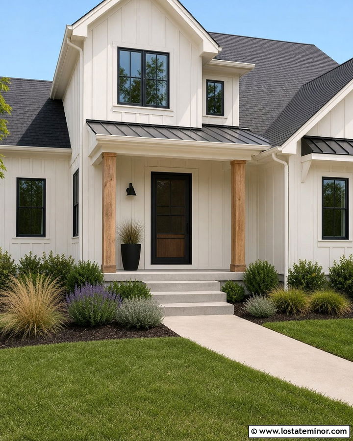 White Farmhouse With Black Screen Door - 30 White House Design With Screen Door Ideas