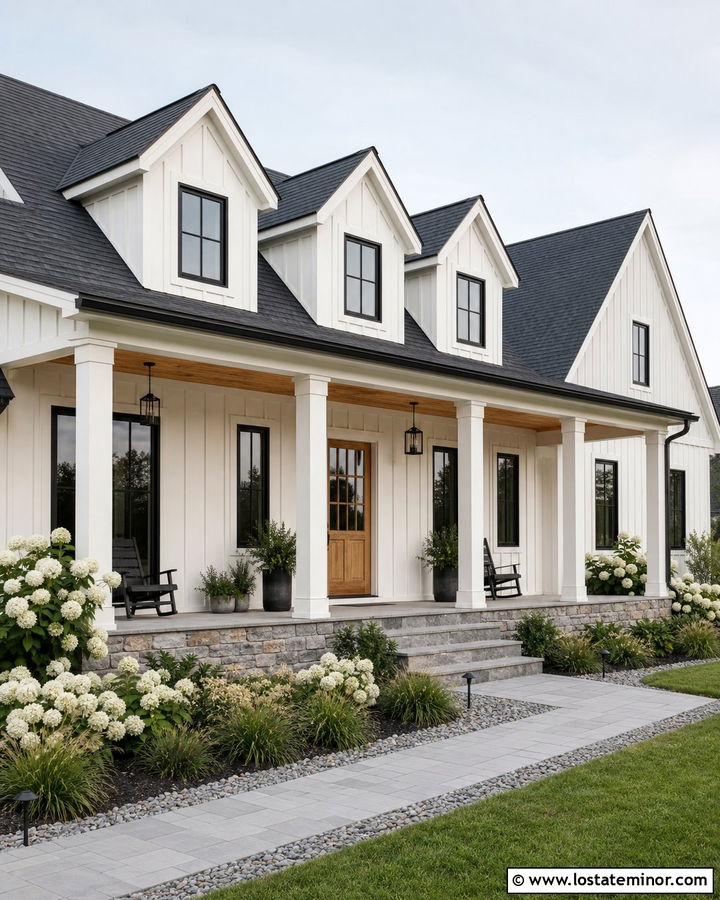 White Farmhouse With Gable Dormers - 30 White House Design With Dormers Ideas