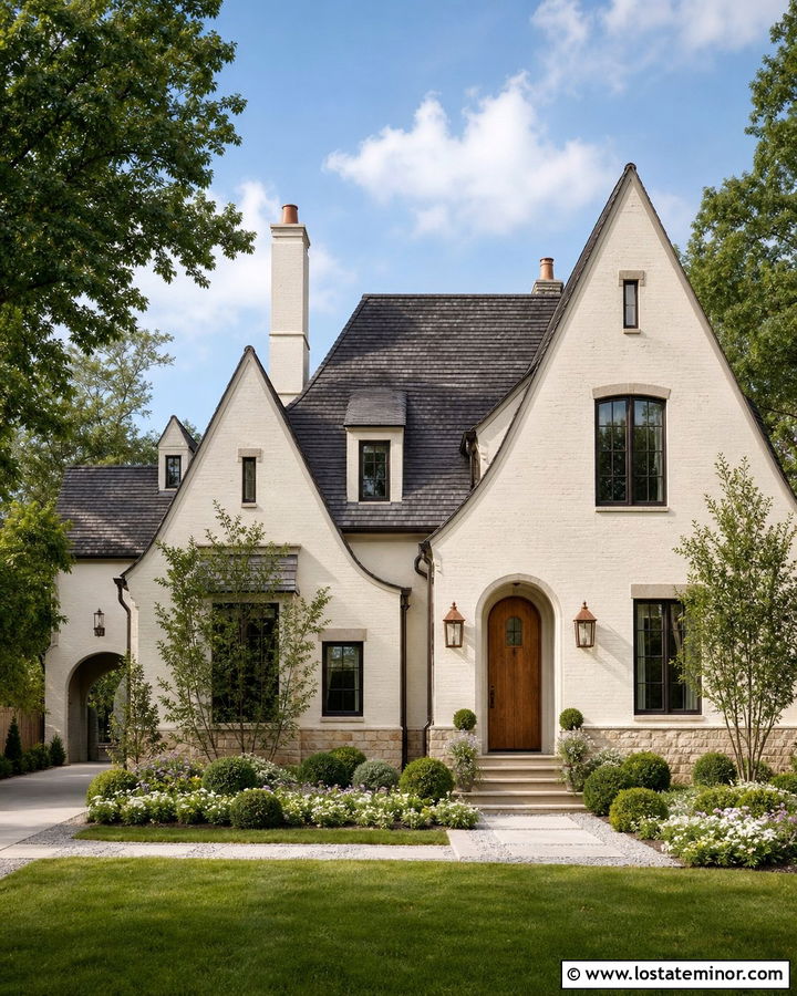 White French Country House With Gables - 30 White House Design With Gables Ideas