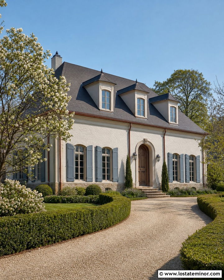 White French Country House With Hipped Dormers - 30 White House Design With Dormers Ideas