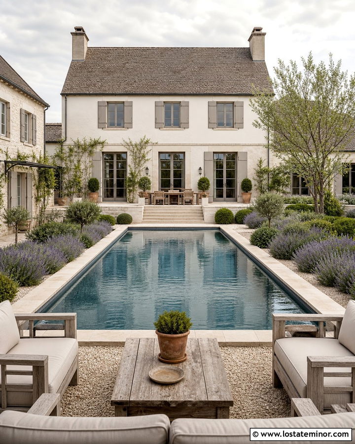 White French Country House With Swimming Pool - 30 White House Design With Swimming Pool Ideas