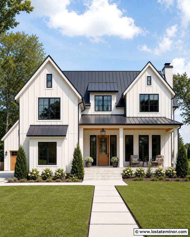 White Gable House With Metal Roof - 30 White House Design With Gables Ideas