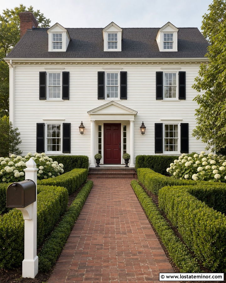 White Georgian House With Bronze Mailbox - 30 White House Design With Mailbox Ideas