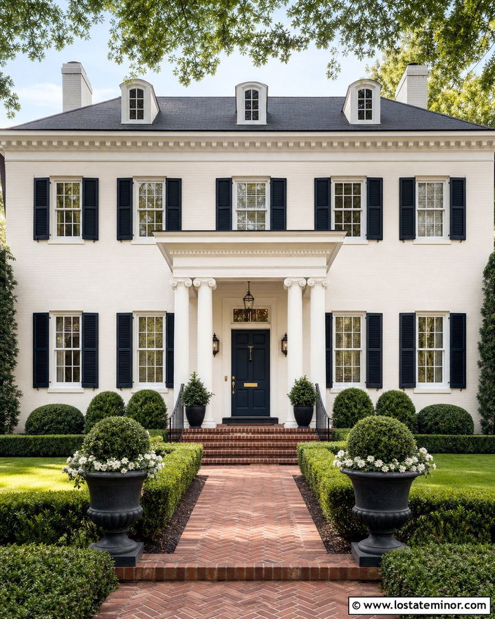 White Georgian House With Ionic Columns - 30 White House Design With Porch Columns Ideas