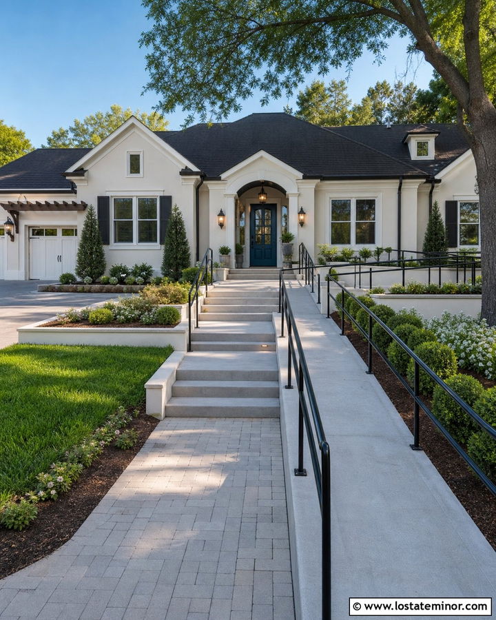 White House With Accessible Entry Steps And Ramp - 30 White House Design With Steps Ideas