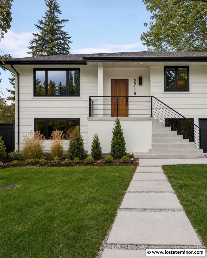 White House With Aluminum Railings - 30 White House Design With Railings Ideas