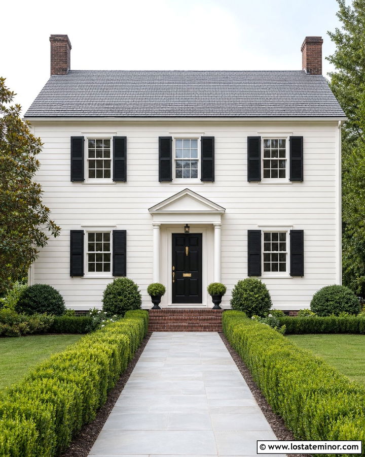 White House With Black Entry Door - 30 White House Design With Entry Door Ideas