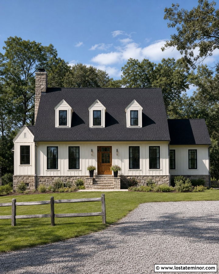 White House With Black Gambrel Roof - 30 White House Design With Roof Ideas