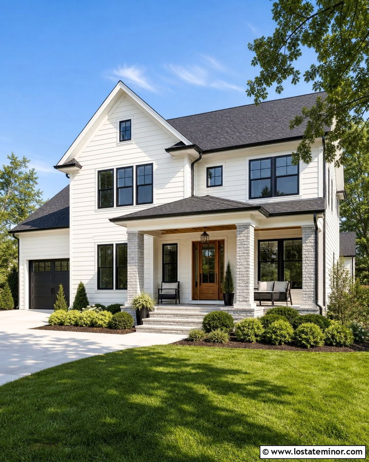 White House With Black Shingle Roof - 30 White House Design With Roof Ideas