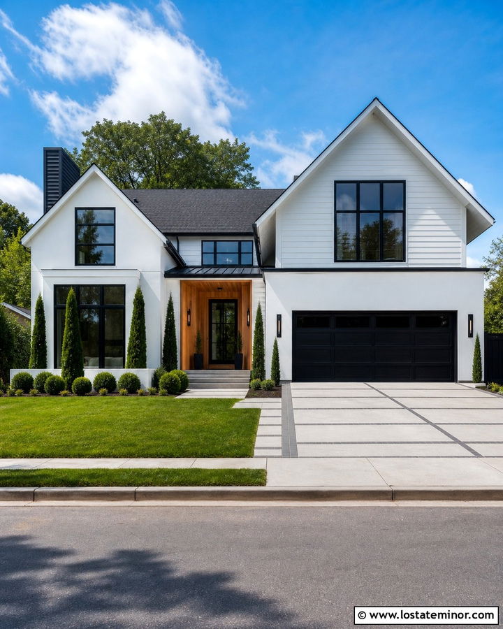 White House With Black Trim And Recessed Lights - 30 White House Design With Lighting Ideas