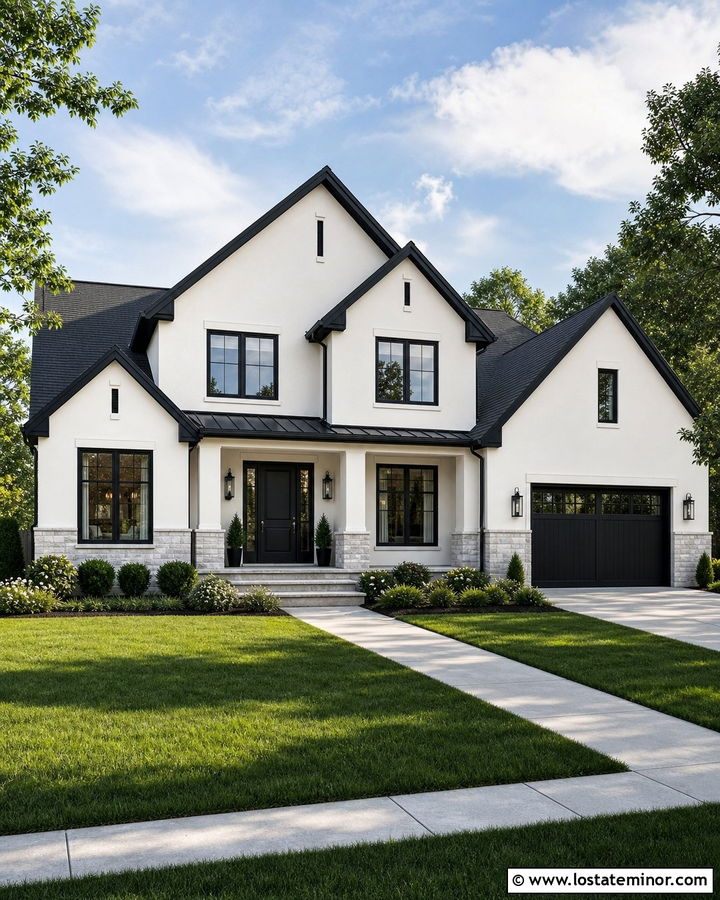 White House With Black Trimmed Gables - 30 White House Design With Gables Ideas