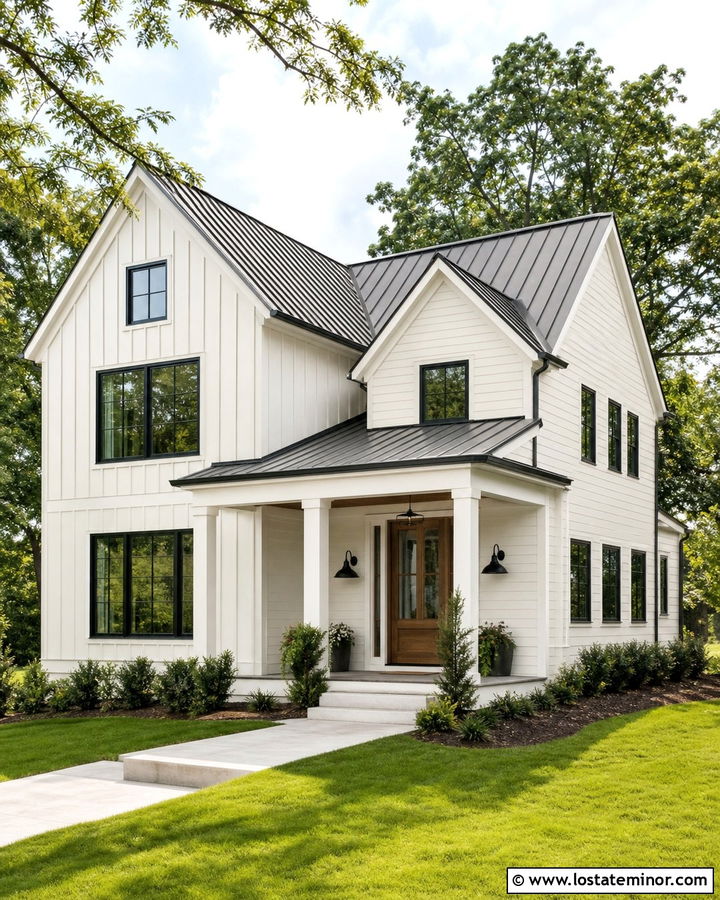 White House With Black Window Frames - 30 White House Design With Window Frames Ideas