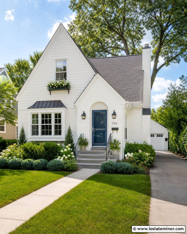 White House With Blue Mid View Storm Door - 30 White House Design With Storm Door Ideas