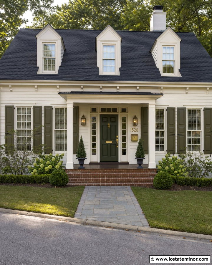 White House With Brass Numbers And Green Door - 30 White House Design With House Numbers Ideas