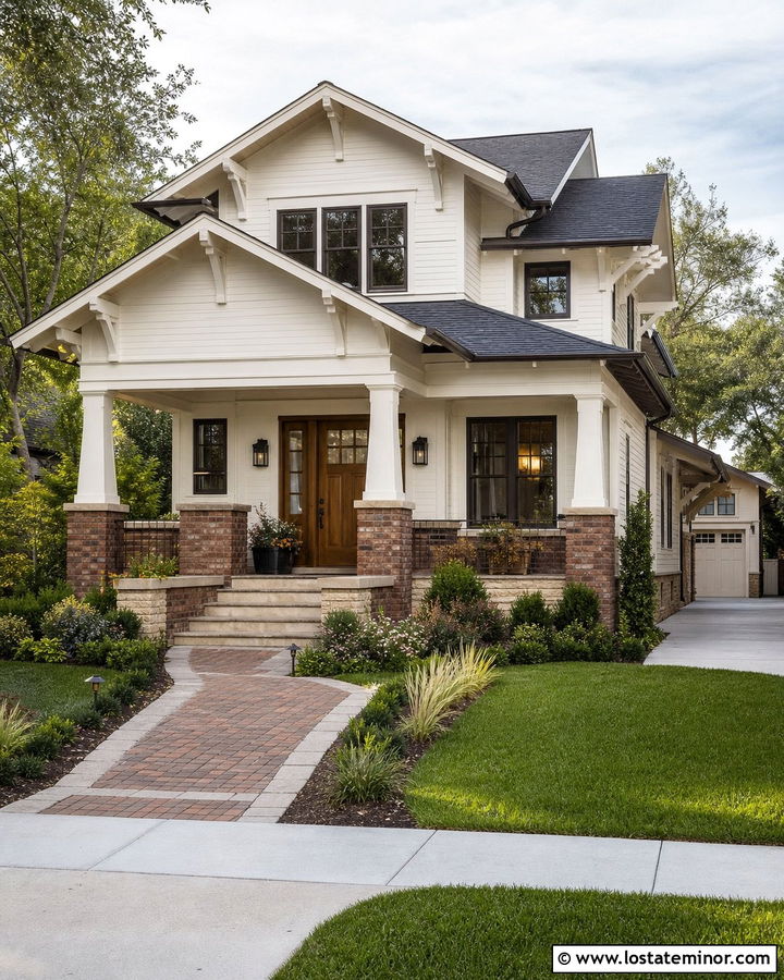 White House With Brick And Stone Accents - 30 White House Design With Brick Accents Ideas