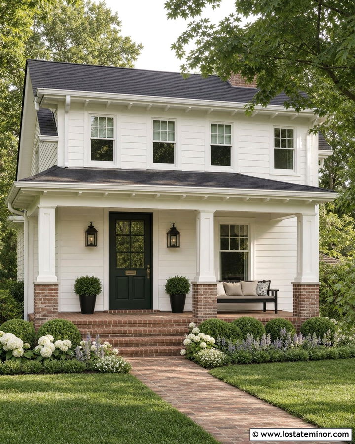 White House With Brick Base Porch Columns - 30 White House Design With Porch Columns Ideas