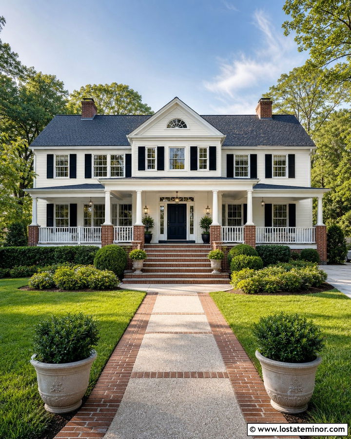 White House With Brick Front Steps - 30 White House Design With Brick Accents Ideas