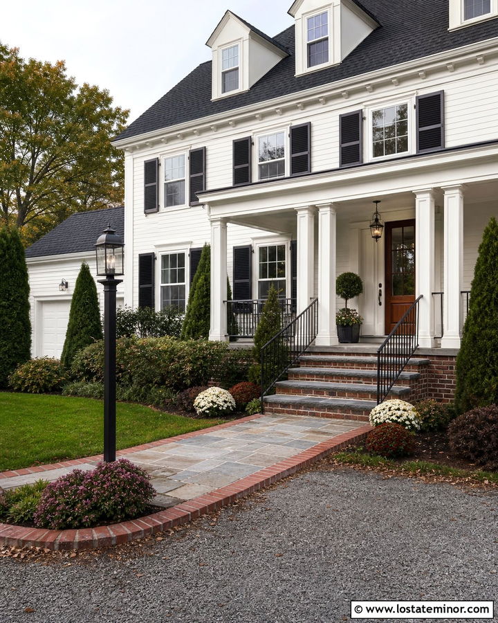 White House With Brick Risers And Stone Treads - 30 White House Design With Steps Ideas