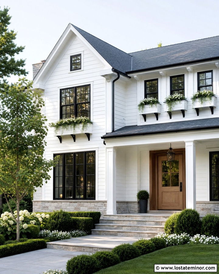 White House With Built In Window Boxes - 30 White House Design With Window Boxes Ideas