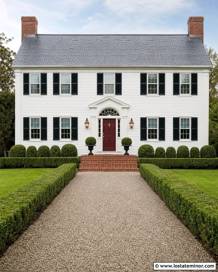 White House With Burgundy Front Door - 30 White House Design With Front Door Ideas